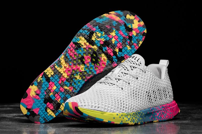 White Nobull Neon Glitch Mesh Runner Women's Running Shoes | CA W1660N